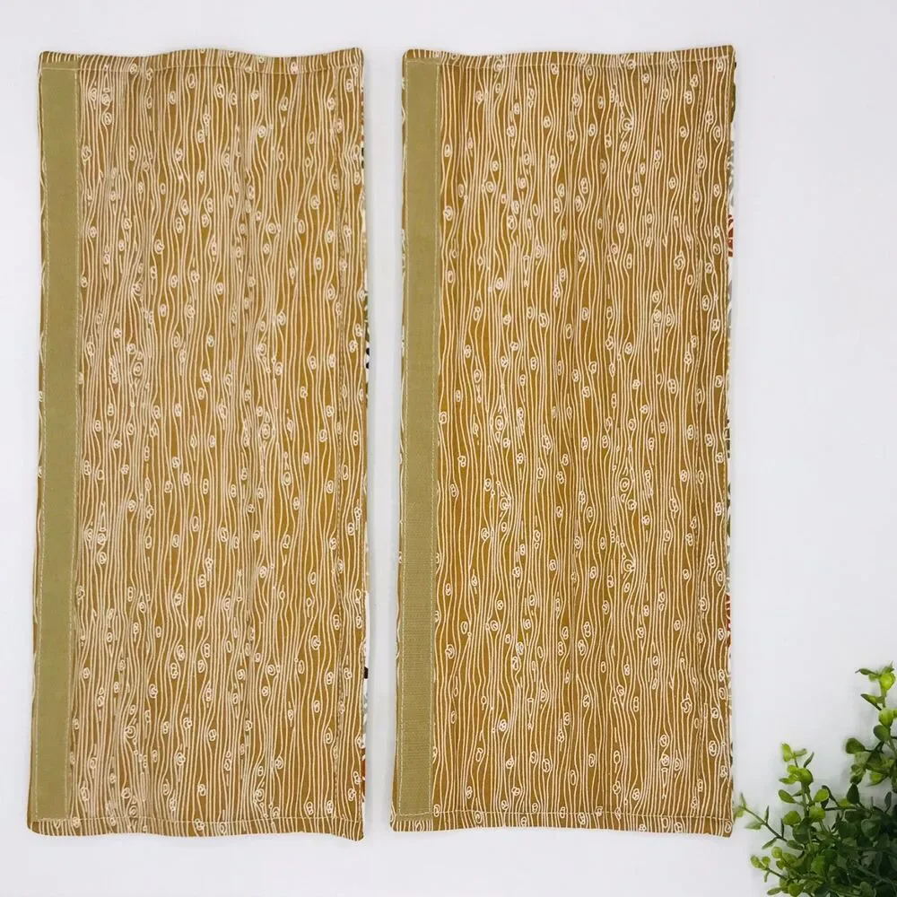 Set of 2 Refrigerator Handle Covers, Reversible, Monstera Tans Beige 14x5